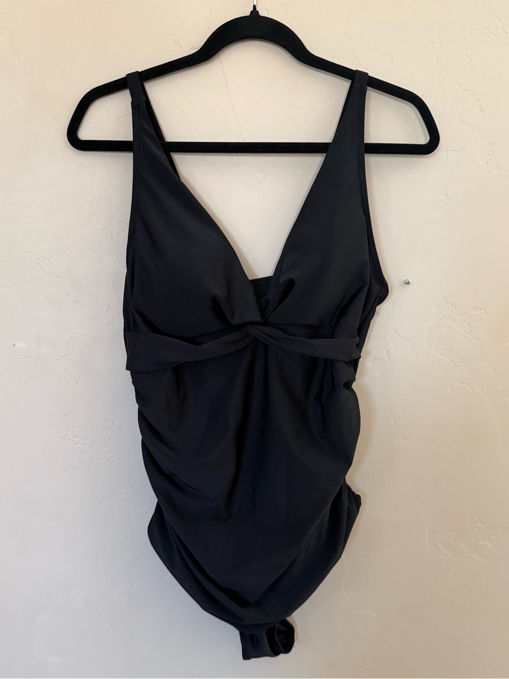 Smismivo Black Ruched One Piece Swimsuit Twist Front Swimwear XXL - Picture 2 of 11